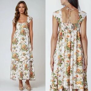 Anthropologie Floral High Low Dress